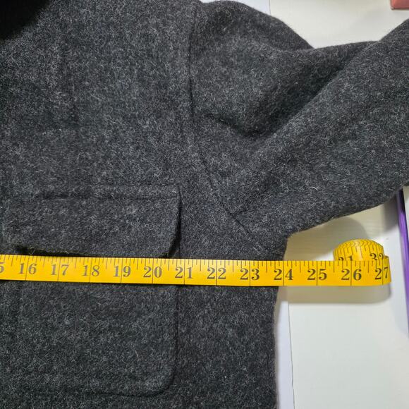 Vintage Eddie Bauer Women Large Tall Wool Blend Charcoal Button Coat Made in USA - Picture 8 of 10
